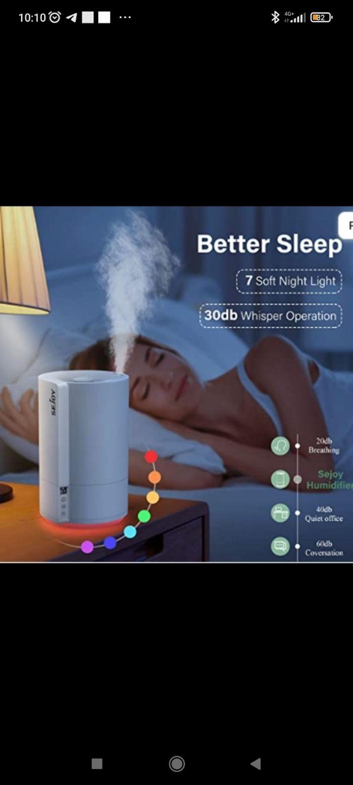 Ultrasonique Humidificateur d'air Silencieux intelligent NEUF - photo numéro 6