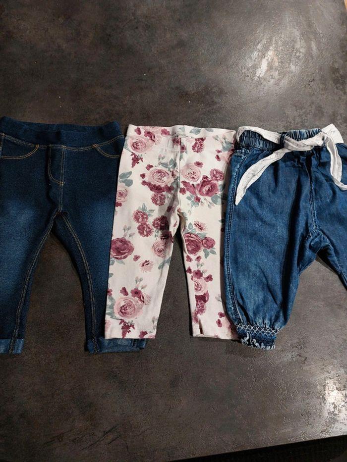 Lot de 3 pantalons legging fleurs - photo numéro 1