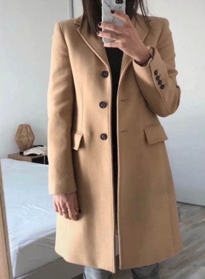 Manteau  en laine Zara mi-long  camel clair Taille M - photo numéro 1