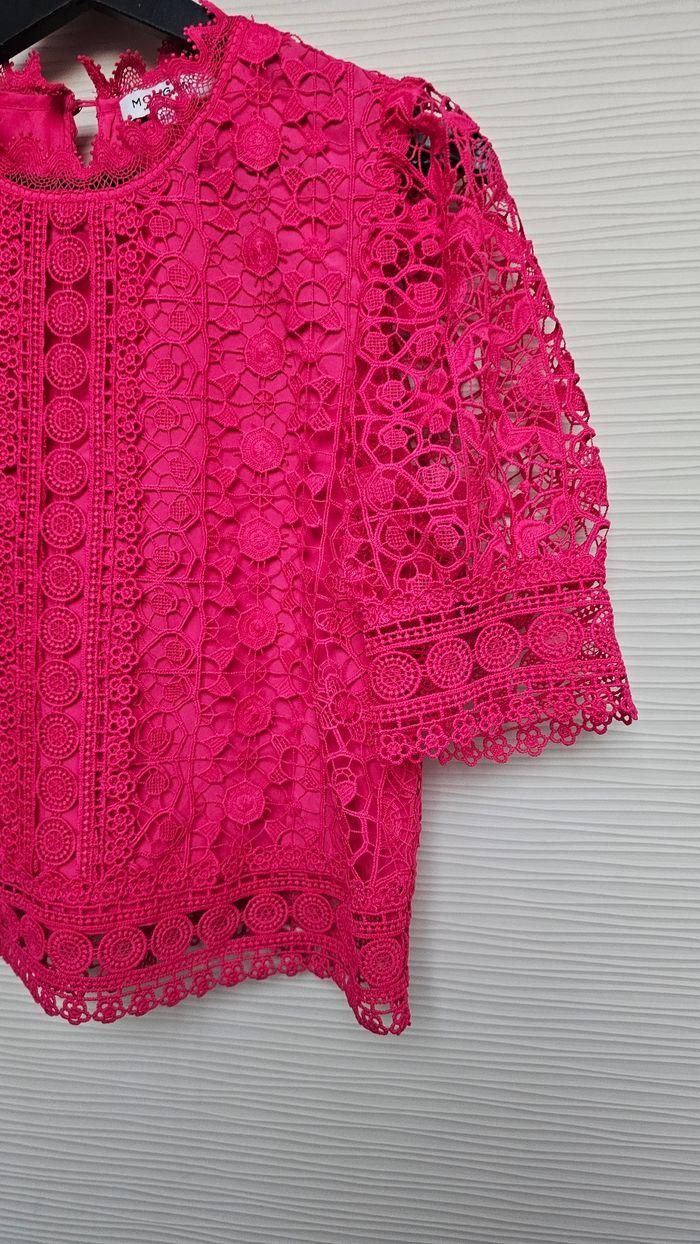 Blouse dentelle broderies guipure rose Morgan - photo numéro 3