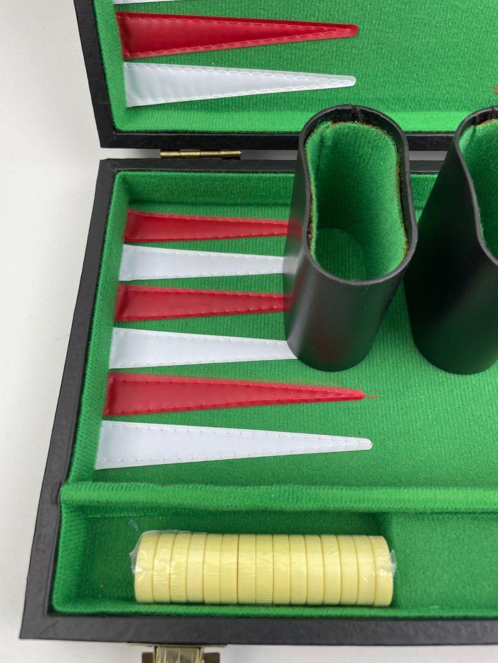 Coffret de Backgammon Vintage en Similicuir Noir avec Accessoires Complètes - 36cm - photo numéro 4