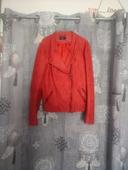 Manteau effet cuir rouge