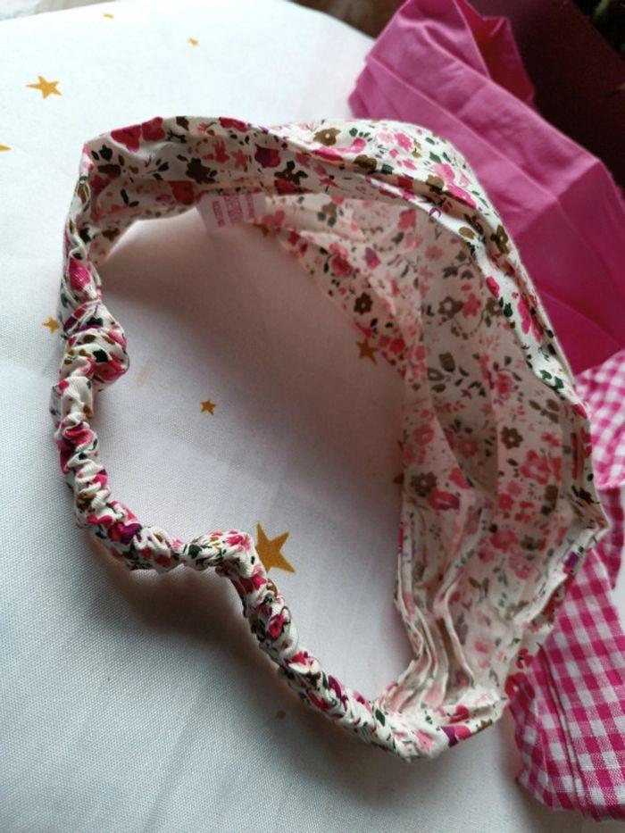 Martine bandeau cheveux hair serre tête headband bandana head band liberty flower rose pink carreaux - photo numéro 4