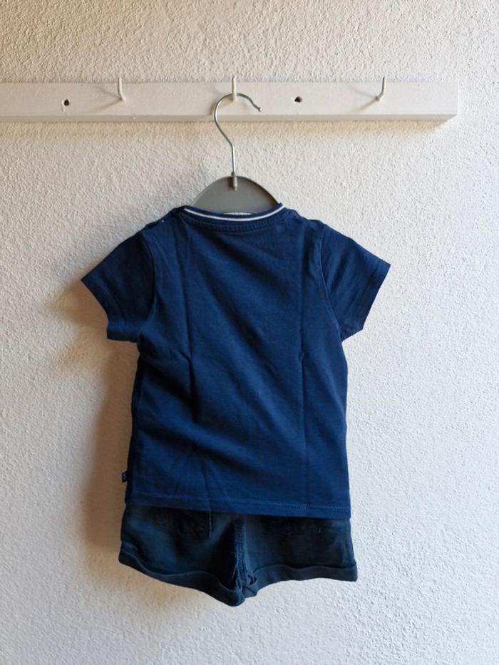 Ensemble 12 mois 74 cm Obaïbi T-shirt & short bleu marine Neuf sans étiquette - photo numéro 2