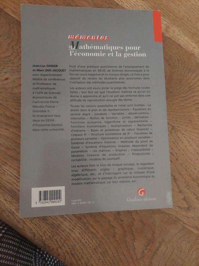 Mathématiques pour l économie et la gestion - photo numéro 2