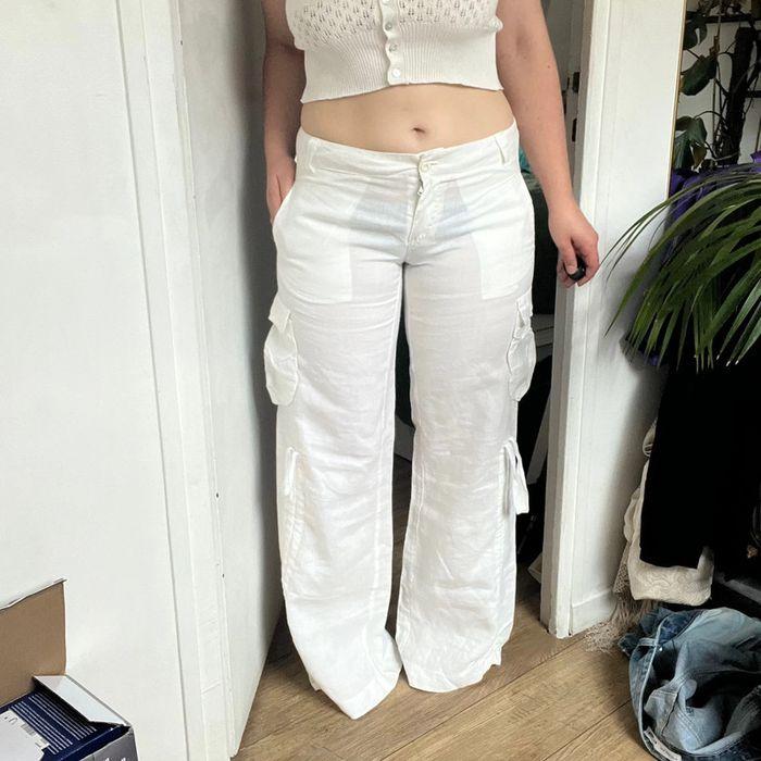 Pantalon Desigual cargo taille 40 en lin baggy - photo numéro 1