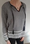 Blouse manches longues motifs blanc/gris cordon Pimkie