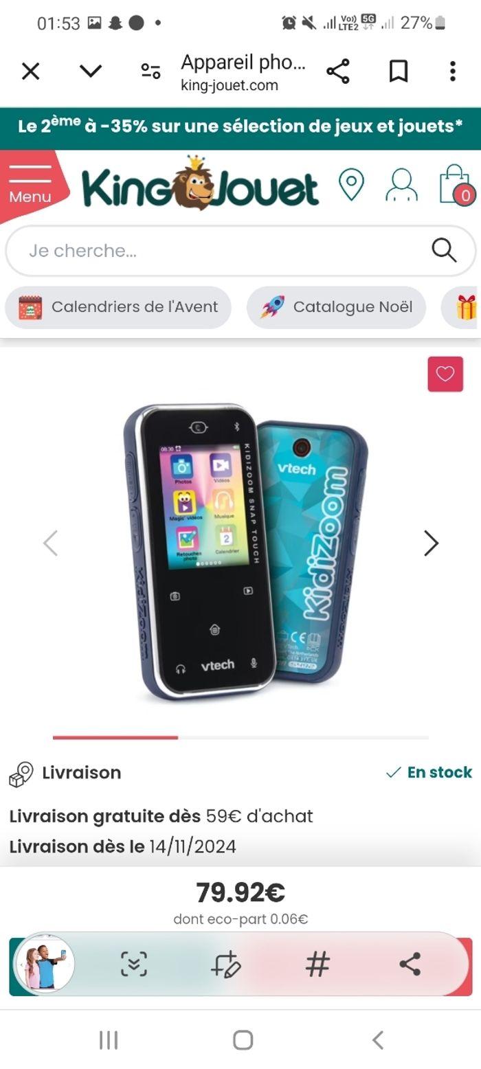 Vtech kidizoom snap touch bleu neuf - photo numéro 6