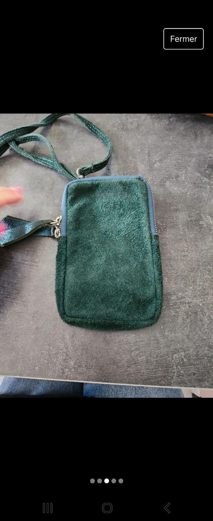 Petit sac en daim vert - photo numéro 3