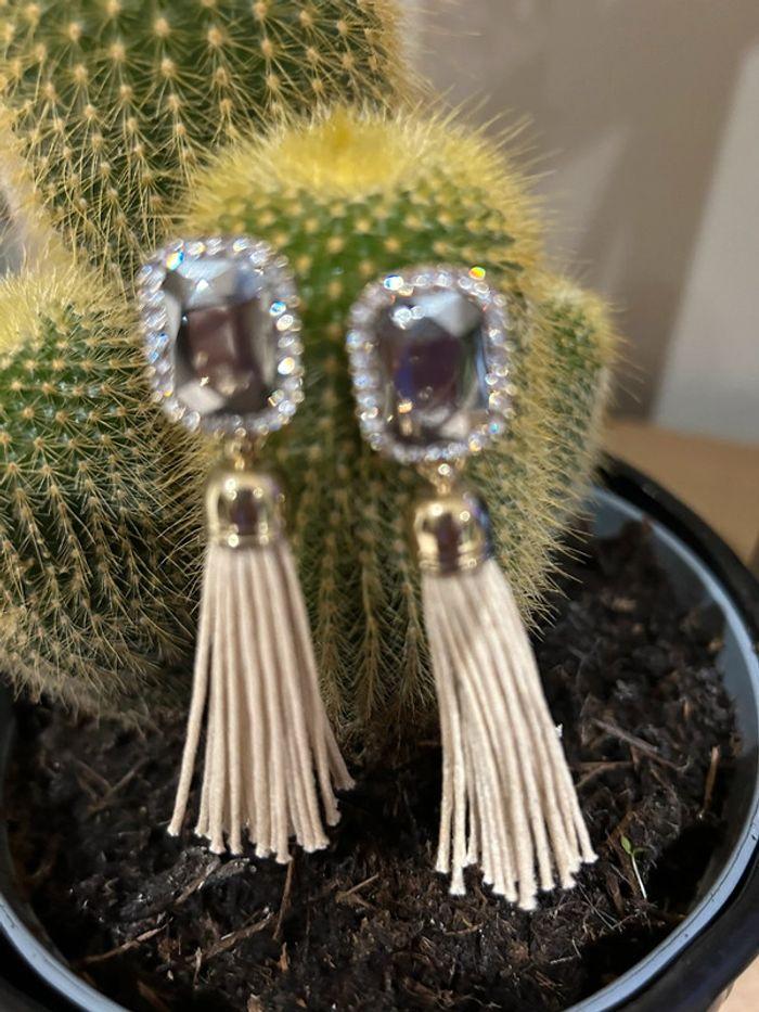 Boucles d’oreilles avec pierres serties - photo numéro 1