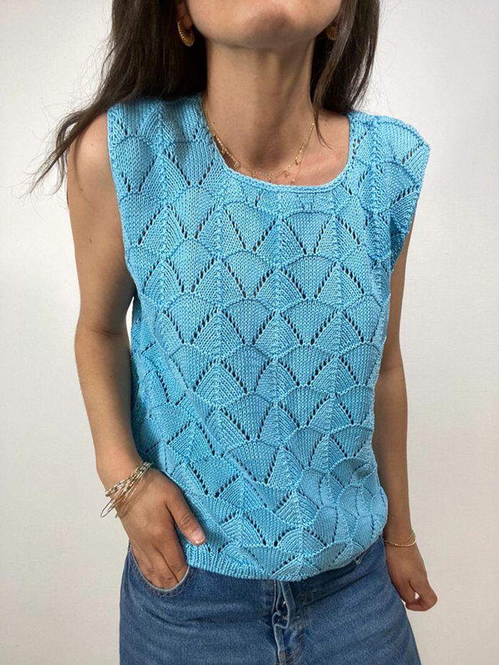 top tricot de couleur bleu - photo numéro 5