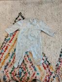 Grenouillère pyjama bébé fille velours gris lapins arc en ciel Kiabi 3mois