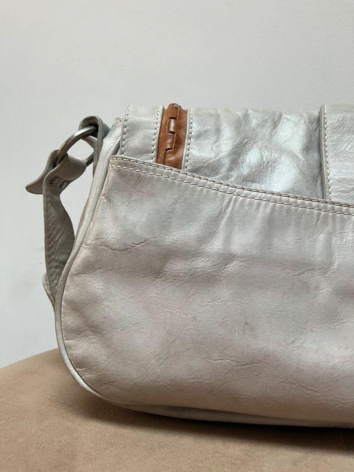 Sac en cuir Christian Dior Gaucho gris beige selle vintage bandoulière - photo numéro 4