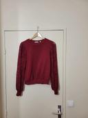 Sweat Naf Naf manches dentelle bordeaux taille S