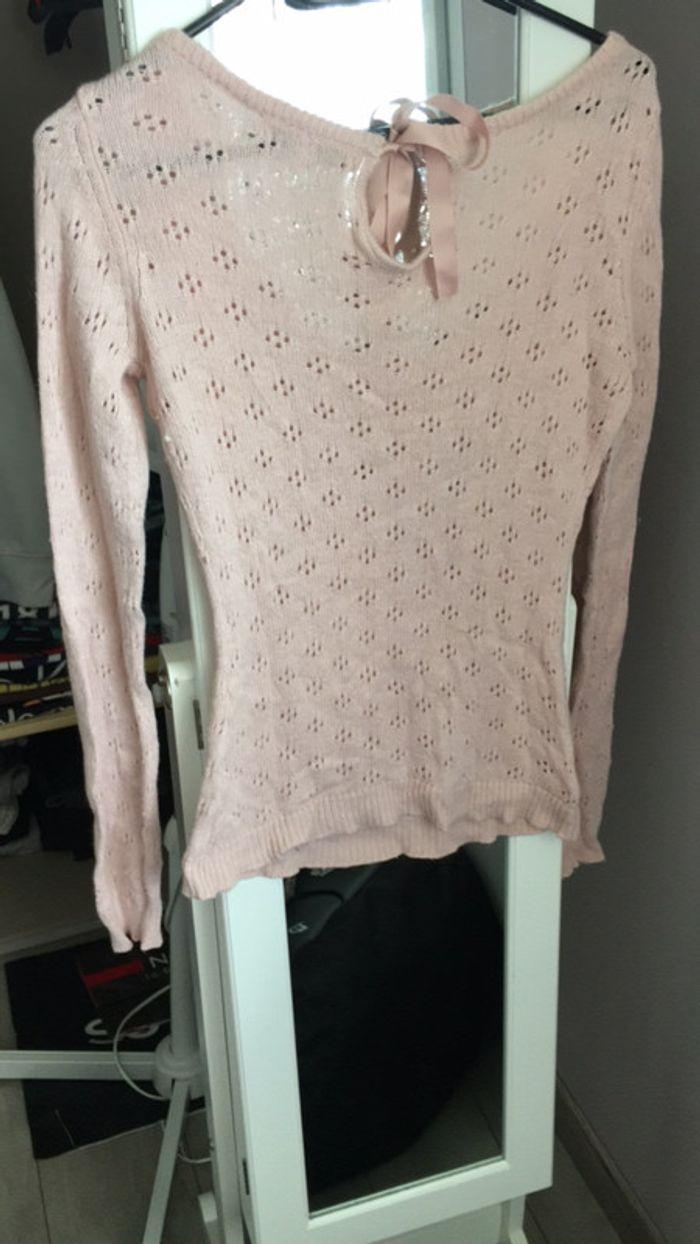 Pull ajouré rose taille S - photo numéro 2