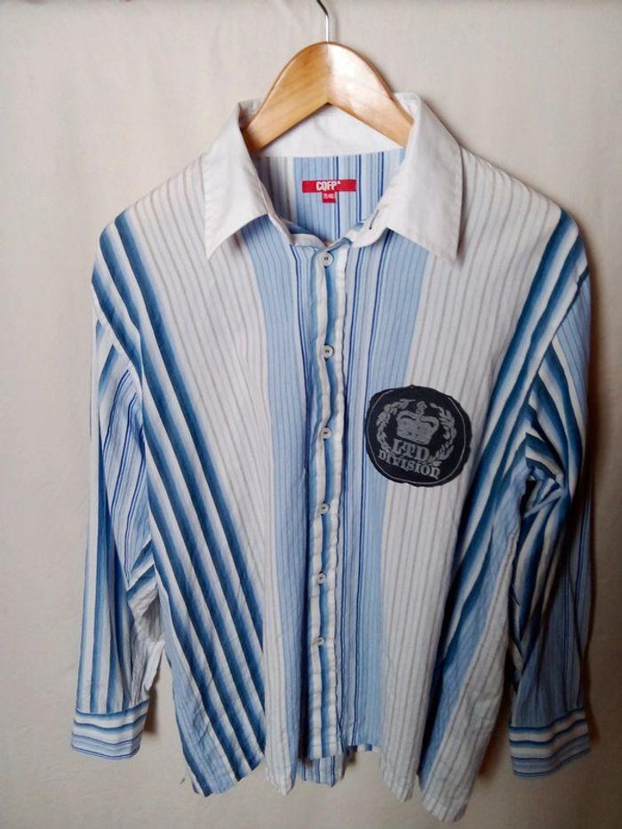 Chemise manches longues à rayures bleues et blanches CQFP* taille L - photo numéro 8