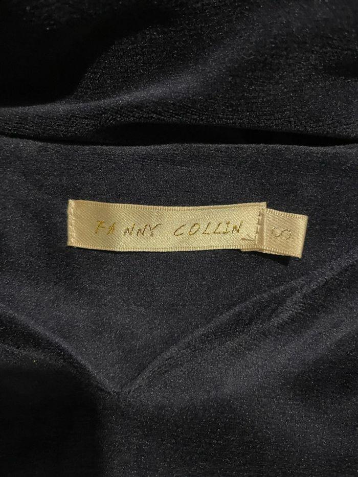 Robe à manches courtes bleu marine en velours doux neuf Fanny Collin taille S - photo numéro 5