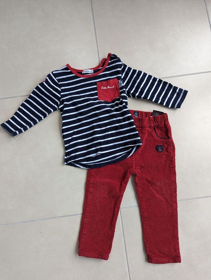 Ensemble tee-shirt Little Marcel + pantalon velours Terre de marins 18 mois - photo numéro 1