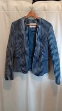 Veste blazer bleue blanche Galeries Lafayette taille 42