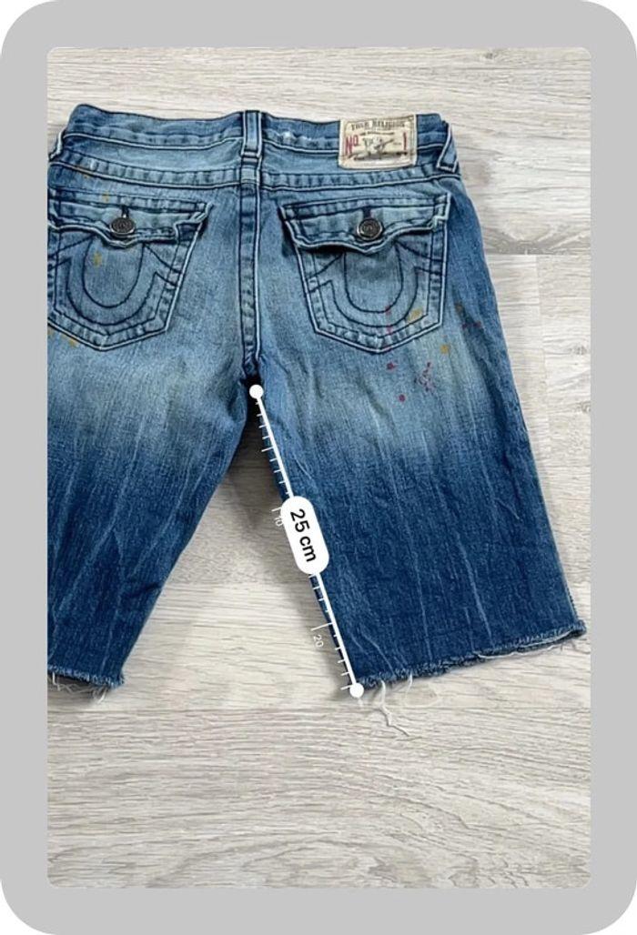 🩳 Short vintage brodé en jean True Religion Bleu Taille XS 🩳 - photo numéro 5