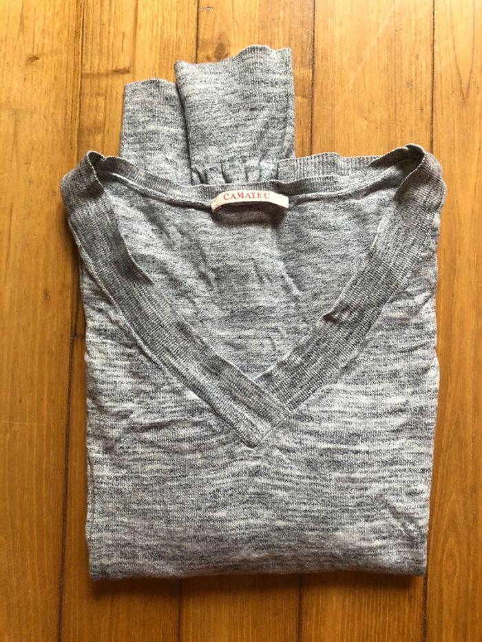 Pull manches longues gris camaïeu taille S - photo numéro 3