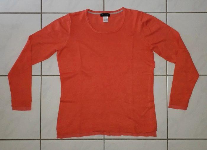 Pull bi- matière orange - La Redoute - photo numéro 1