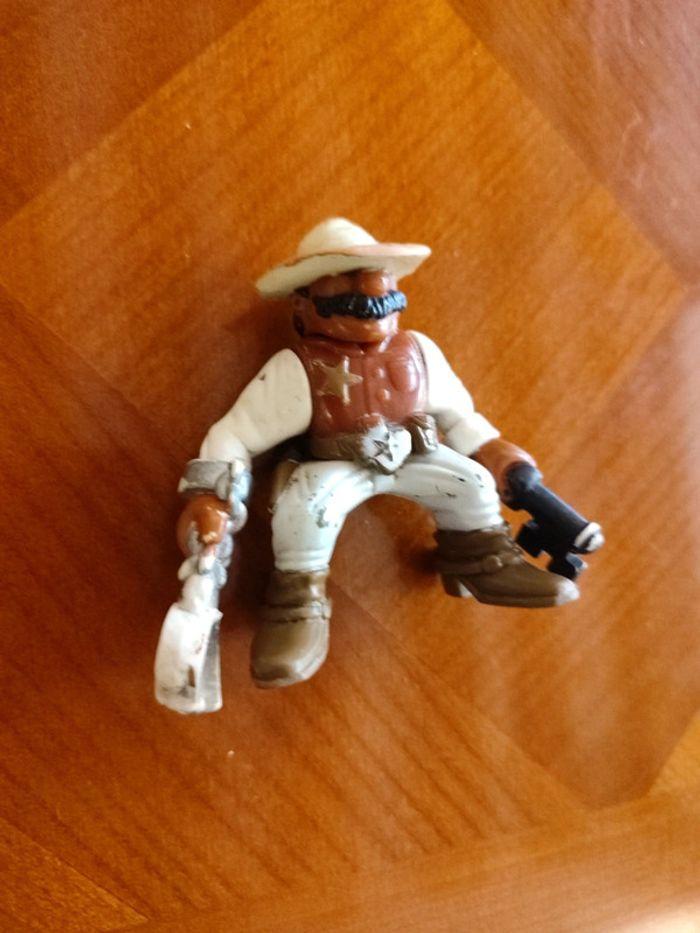 1996 Fisher price cow cowboy western clef menotte figurine chapeau blanc white étoile f p fp shérif - photo numéro 6