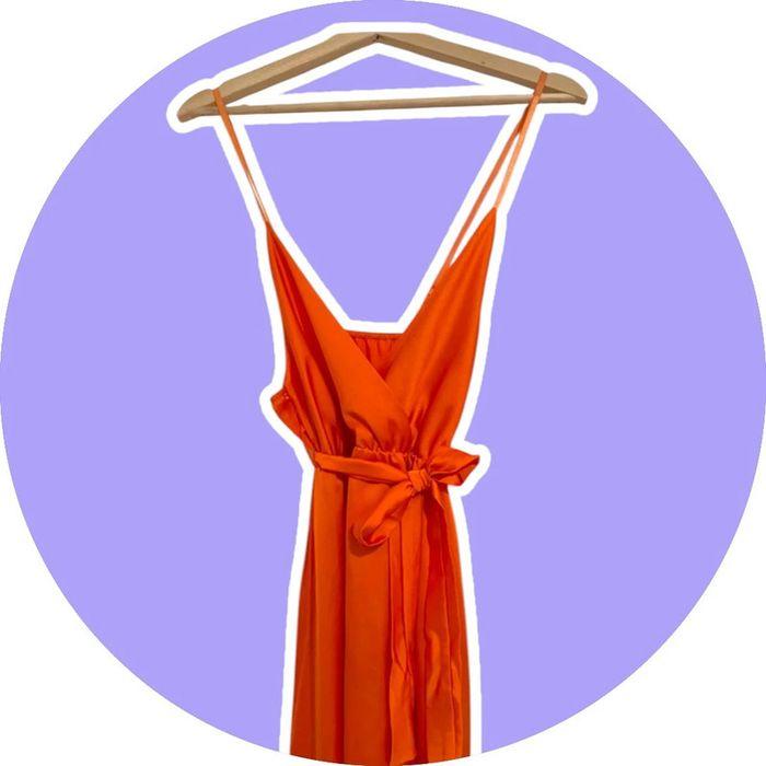 Robe longue satin orange - photo numéro 1