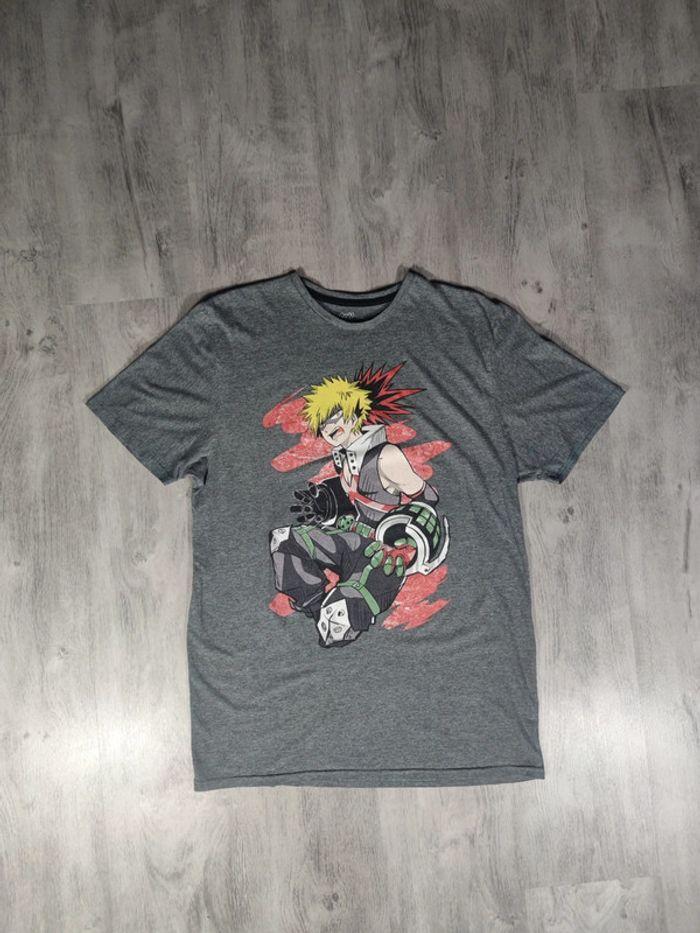 T-shirt Bakugo My Hero Academia Licence Comic Con Vintage Gris Taille L Homme - photo numéro 1