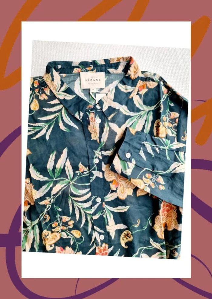 Sézane chemise pierro maxi fleurs marine 🏷 - photo numéro 2