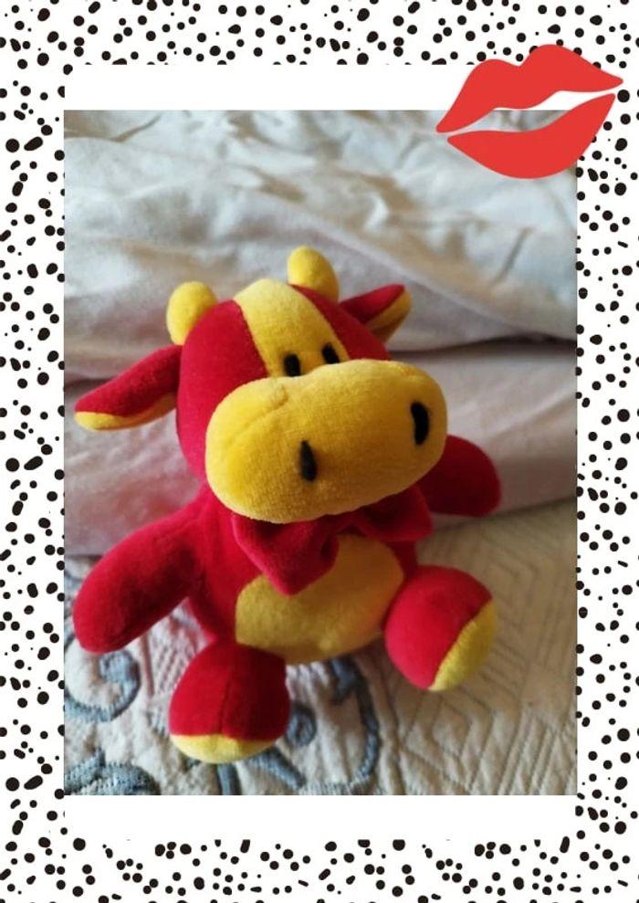 Mini peluche vache rouge et jaune - photo numéro 6