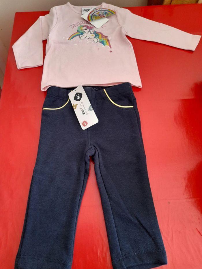 Jegging "Z" & tee-shirt "petit poney" 12 mois neufs - photo numéro 1