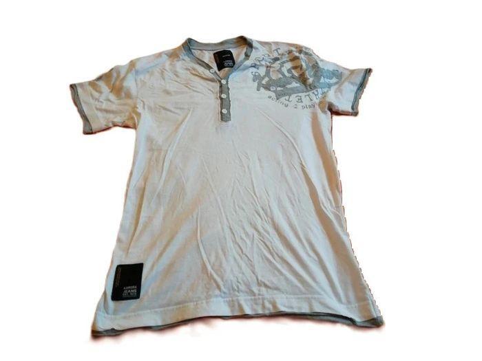 Tee shirt Blanc gris Imprimé Kamora Jeans Taille Medium - photo numéro 3