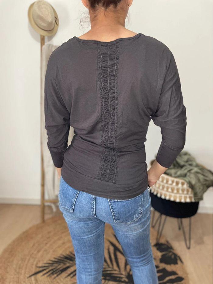 T shirt manches 3/4 gris - photo numéro 3