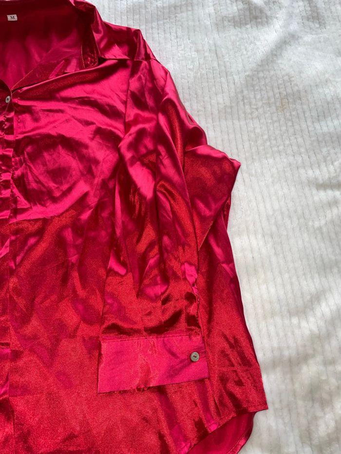 Chemise oversise rouge bordeaux  scintillante - photo numéro 2