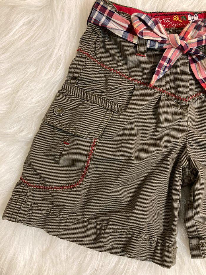 short jupe culotte rayés avec ceinture en tissu fille 4ans <•sergent major> - photo numéro 5