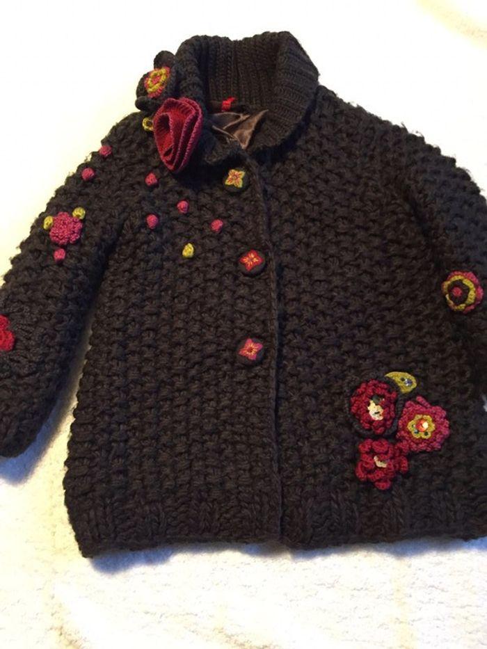 Veste marron doublée catimini en laine en 2 ans - photo numéro 1