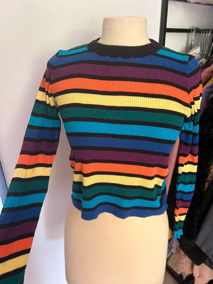 Pull fin à rayures multicolore femme - photo numéro 1