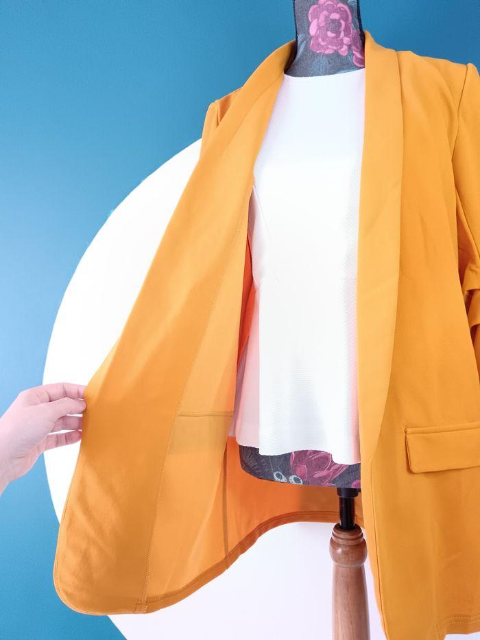 Blazer long, jaune moutarde, Shein, taille S/36 - photo numéro 3