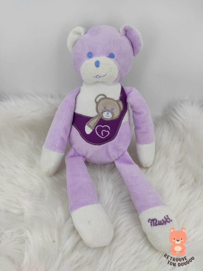 Doudou Ours Violet Musti de Mustela - photo numéro 1