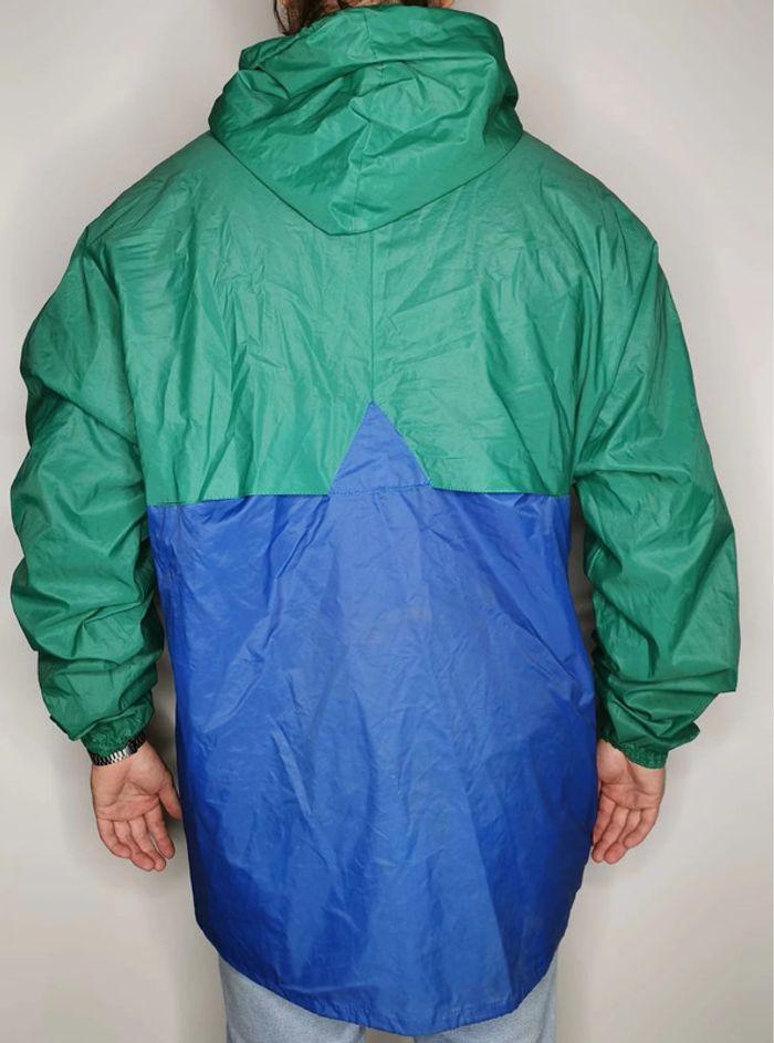 Veste Coupe Vent Imperméable Vintage à Capuche Guy Xsar Homme Taille 9 Vert Bleu - photo numéro 3