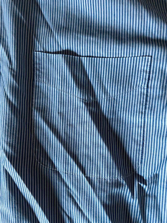 Chemise manches courtes chemisette rayée bleu et blanc parfait état - photo numéro 4