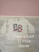 12 mois tape à l'oeil t-shirt maillot longues manches