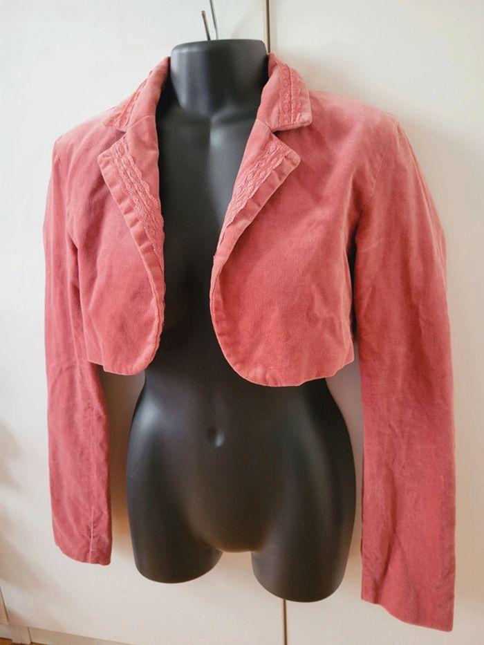 Veste vintage Liz lisa japon velours rose dentelles - photo numéro 3