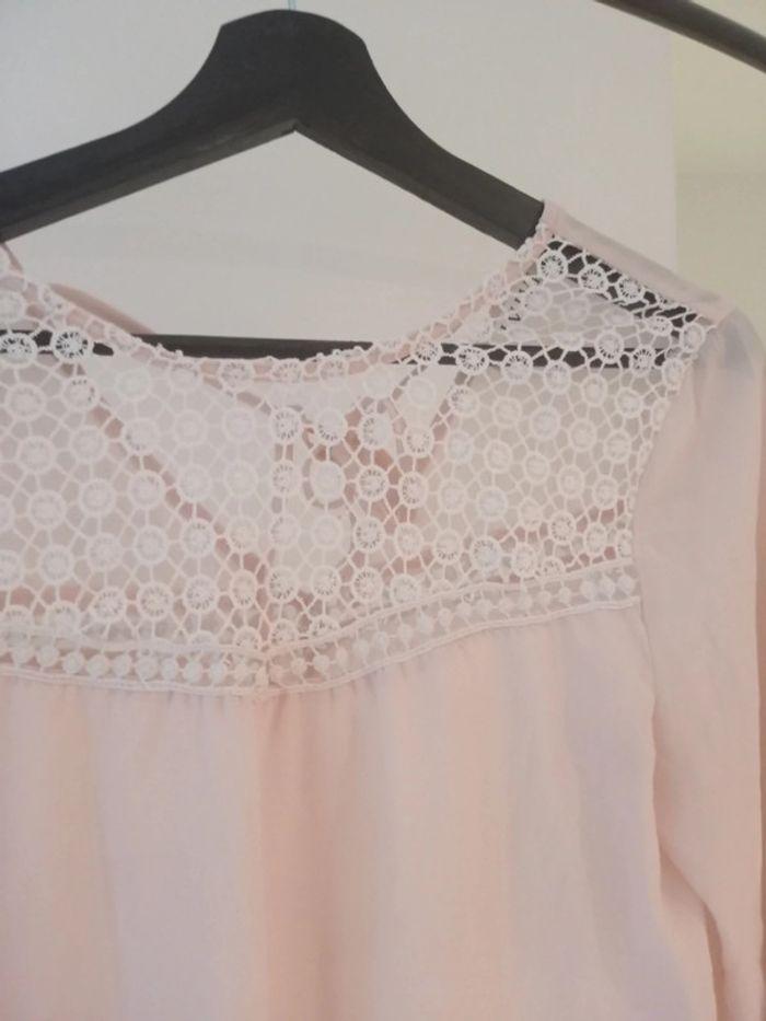 Blouse rose pâle broderie taille m - photo numéro 2