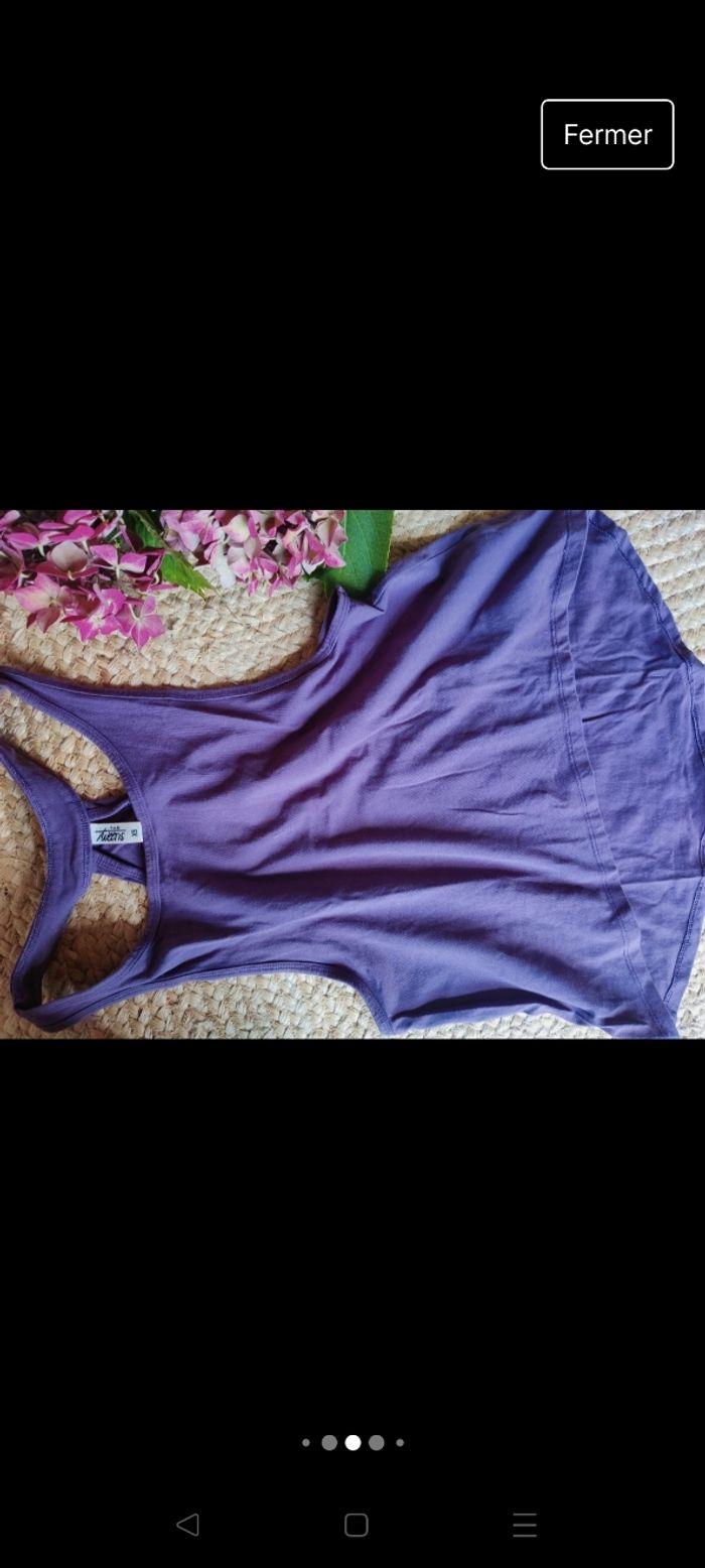 Ensemble Jupe noire Cache cache débardeur asymétrique violet TAO taille 34 XS - photo numéro 4