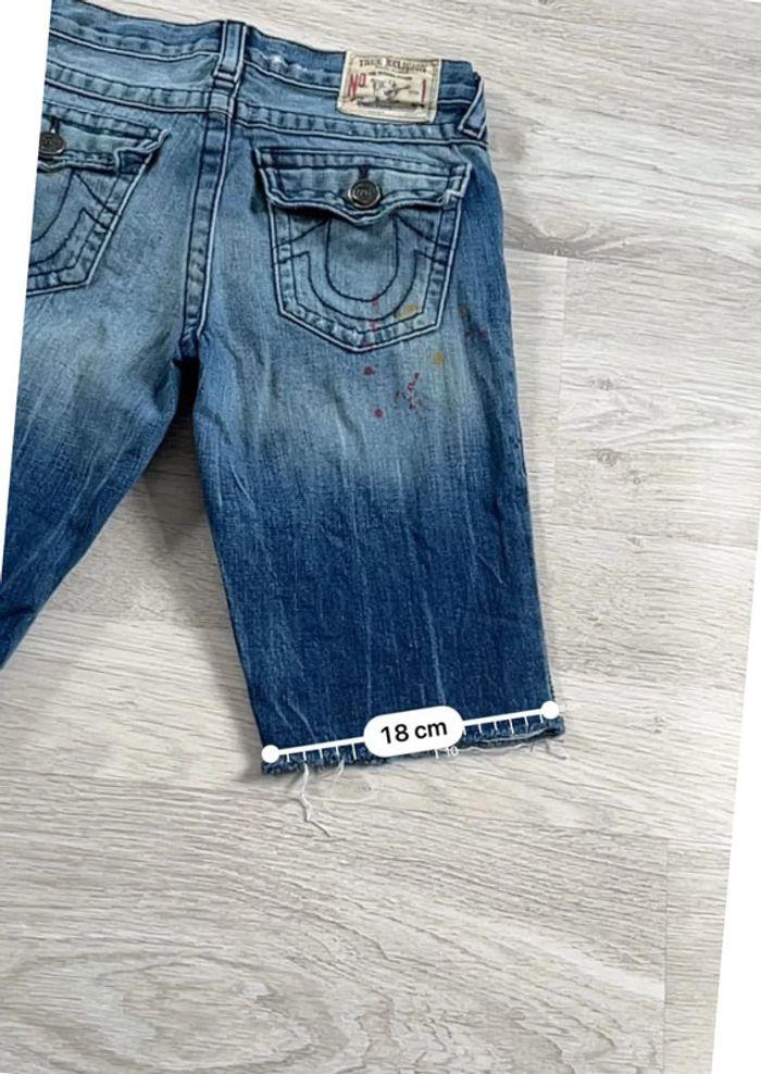 🩳 Short vintage brodé en jean True Religion Bleu Taille XS 🩳 - photo numéro 6