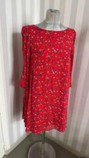 Robe Claudie Pierlot T:38 rouge fleur