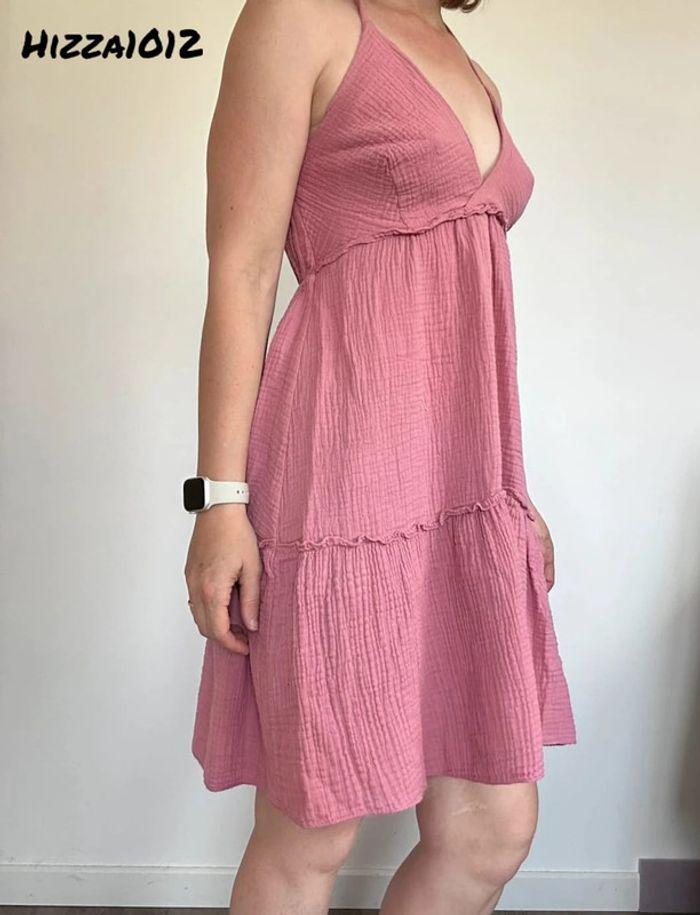 Robe gaze de coton rose taille unique (34/36/38/40/42)💖 - photo numéro 3