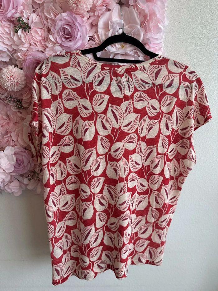 T-shirt Monoprix en lin à motifs rouges et blancs, taille 38 - photo numéro 4